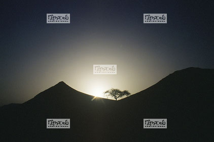 Sahara, Hoggar, Foutsse, coucher de soleil