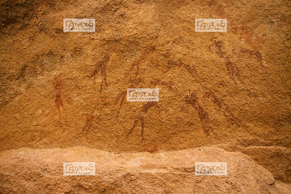Sahara, Hoggar, Ibrouss, peinture rupestre, hommes (danse ?)
