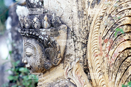 Shan, Sanctuaire de Kakku, T�te d'une apsara en pierre