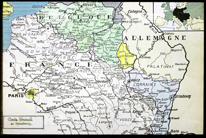 Guerre de 1914-1918 - Carte des oprations en France et en Belgique