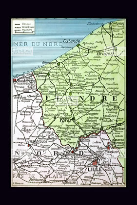 Guerre de 1914-1918 - Carte de la bataille des Flandres