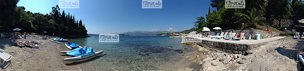 Europe, Croatie, �le de Lopud, la plage de l'hotel Lafodia