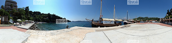 Europe, Croatie, �le de Lopud, quai de l'hotel Lafodia